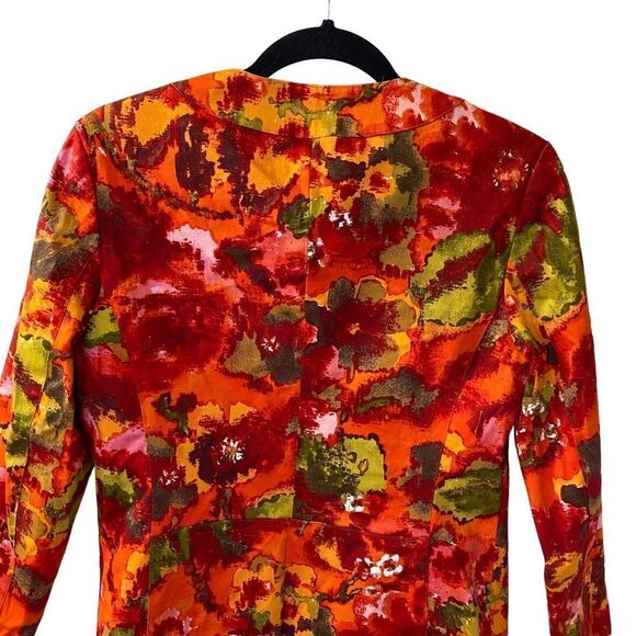 Chico’s Floral Print Button Down Blazer Jacket Sz 0 - Picture 9 of 11